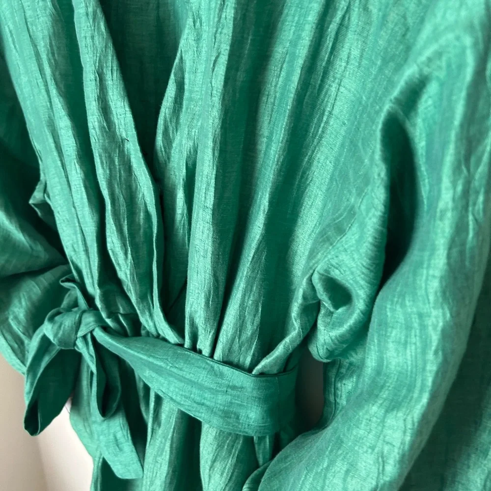 Maje Emerald Green Linen-Blend ROMPER - Picture 4 of 9